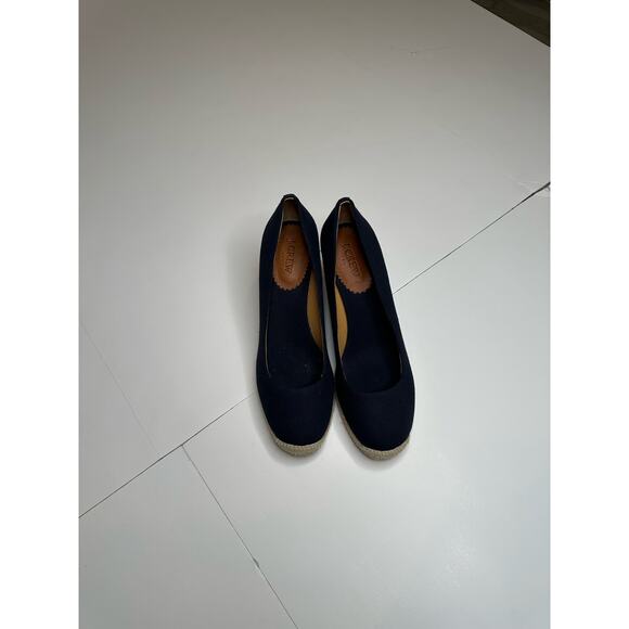 Jcrew navy rattan wedge‎ size 10 - Picture 3 of 5